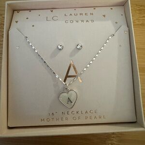 LC Lauren Conrad Silver Heart Necklace and Earrings Set